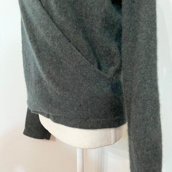VINCE DARK GREEN BOILED CASHMERE FRONT WRAP SWEATER PULLOVER - S - Picture 6 of 13